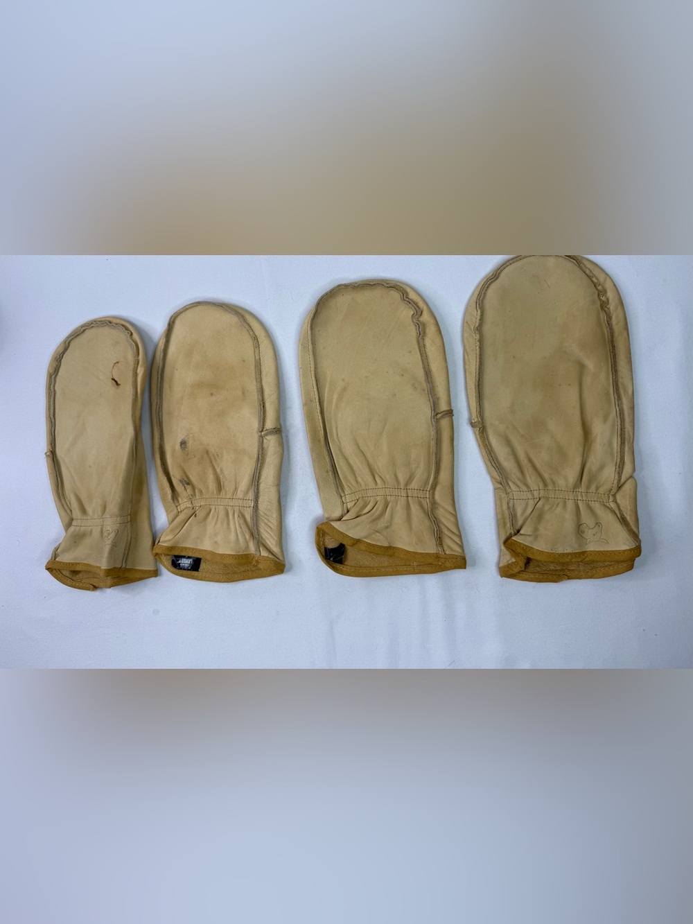 Two Pair Wells Lamont Tan Leather Driver Mittens Durable Work Gloves Unisex Lrg